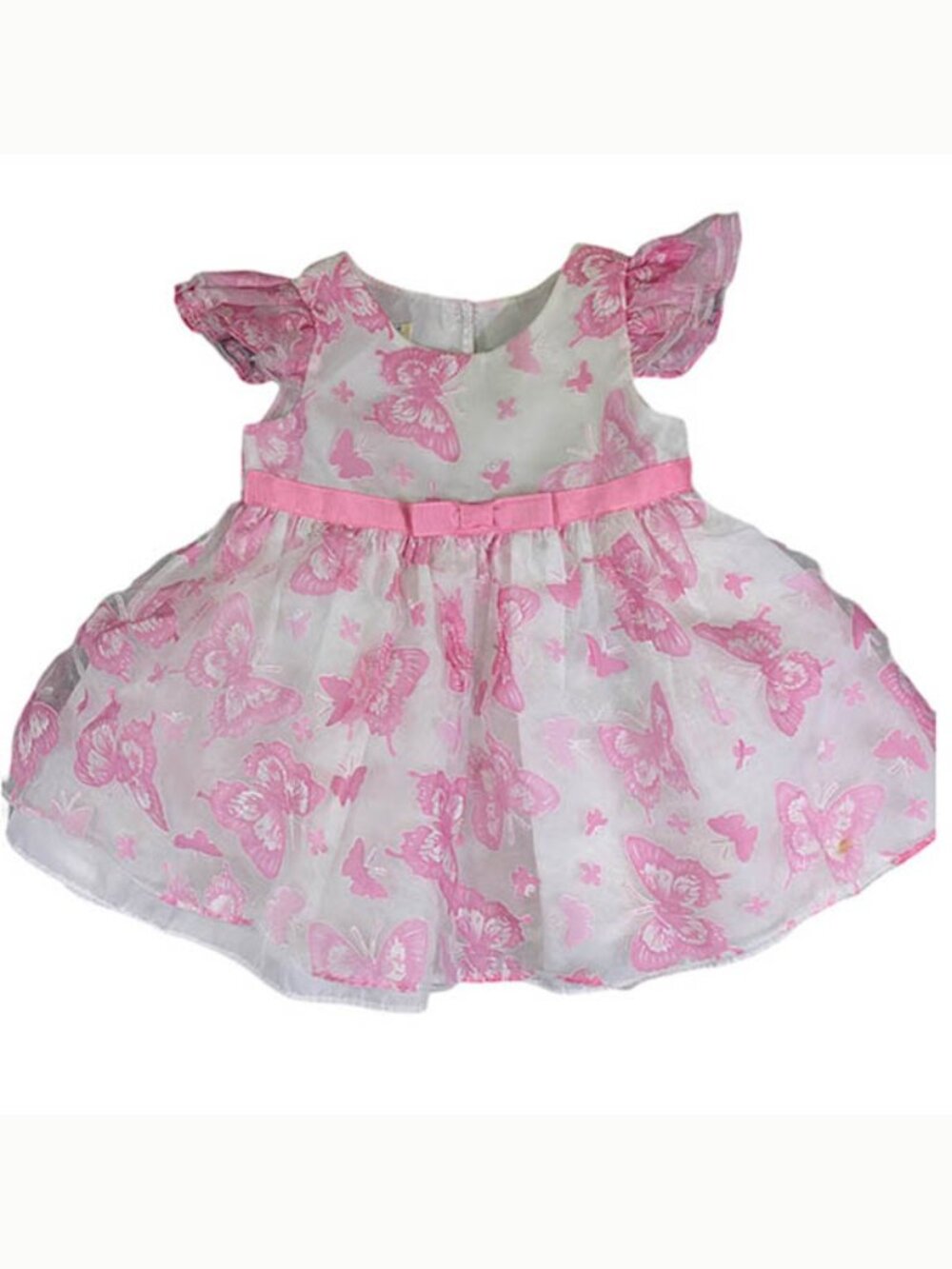 Marmellata Toddler Dress 6 months Pink White Butterflies Flutter Sleeve Babydoll